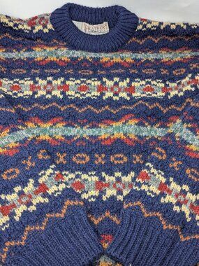 English made 100% wool Fair Isle style sweater - great color and condition